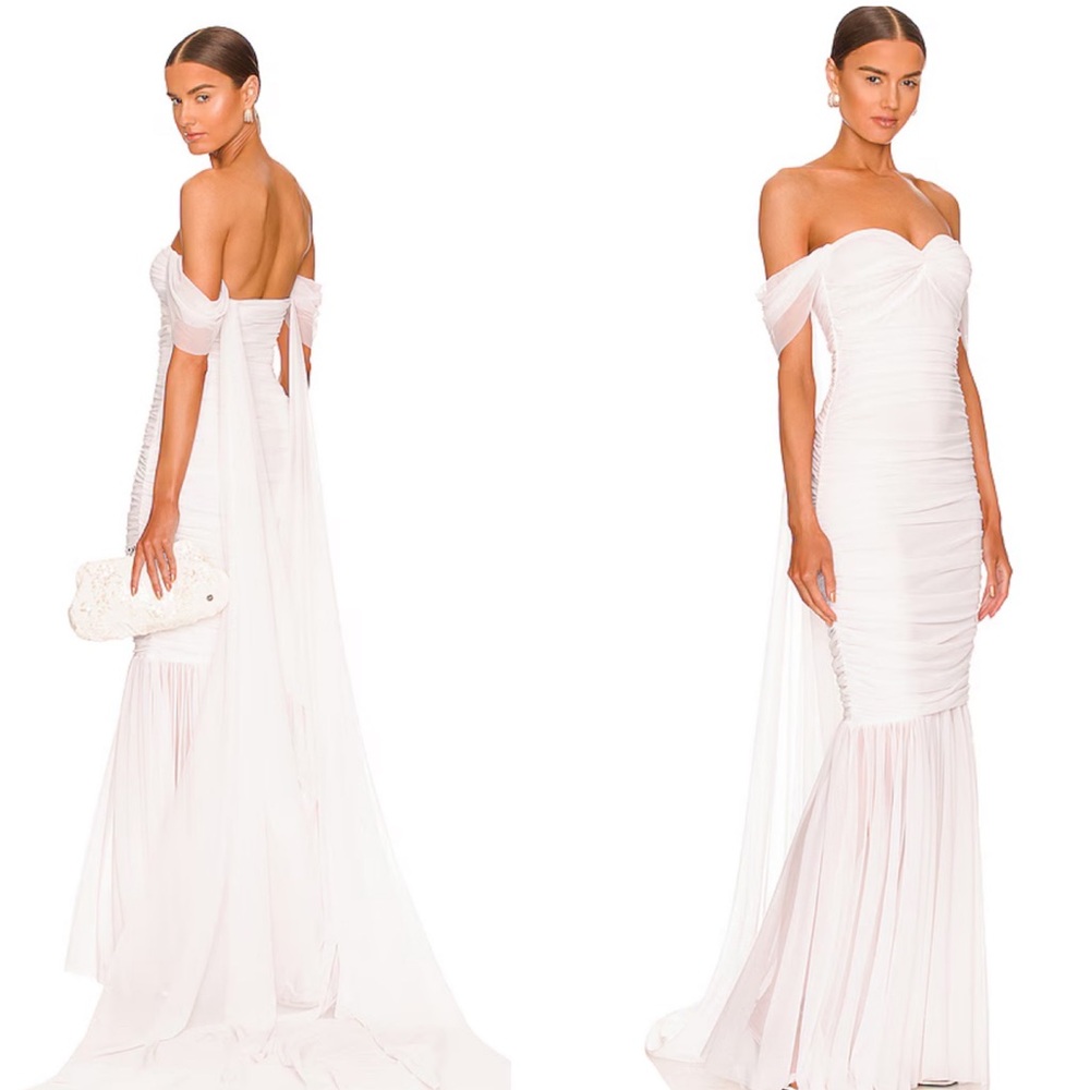 Norma Kamali Walter Fishtail Gown in Snow White